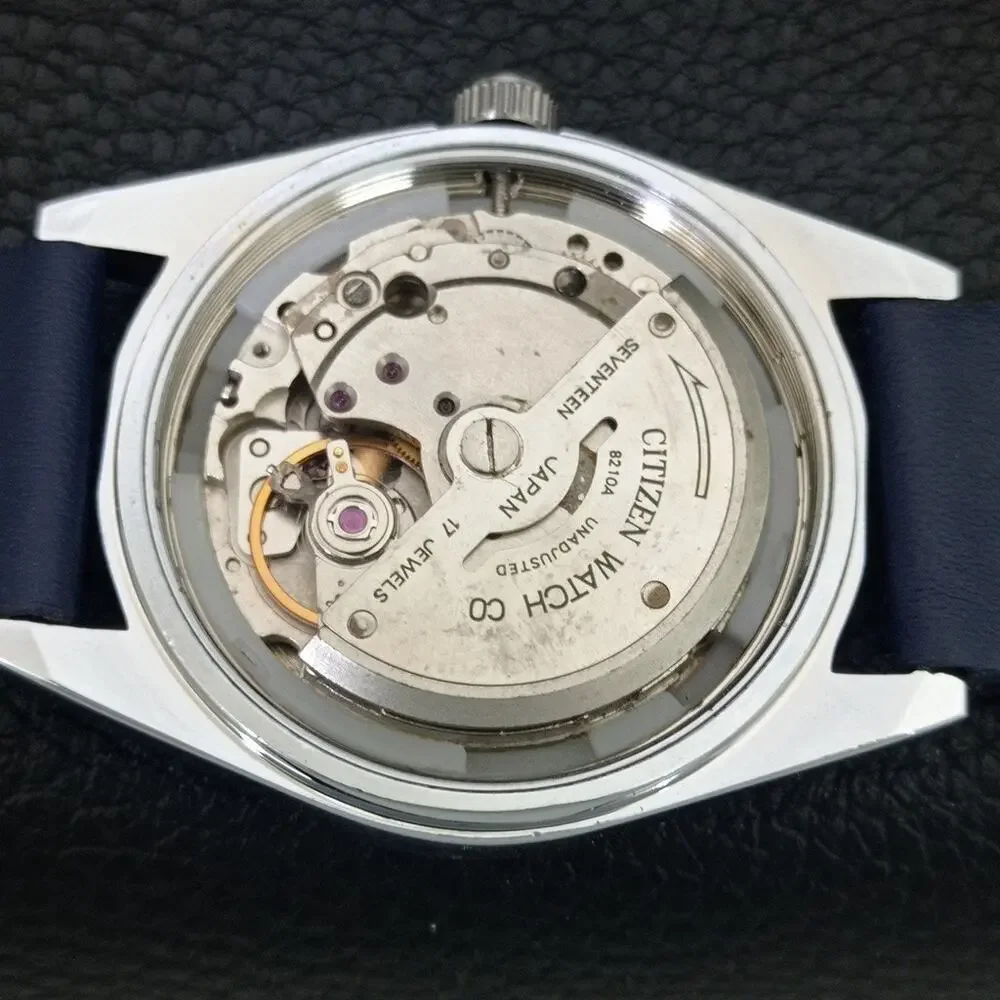 Vintage 1978 Citizen Automatic Mens Silver Watch W/daydate & Blue accents